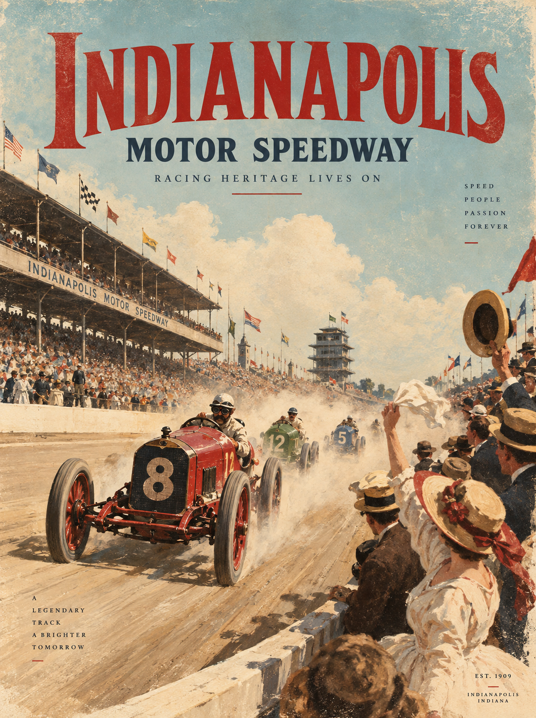 Vintage 70s Japanese racing poster with distressed effects